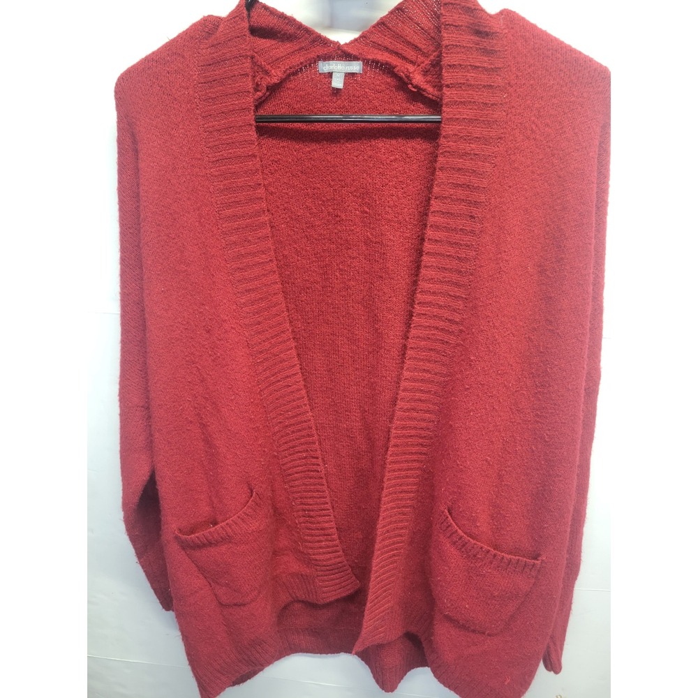 Charlotte Russe Red Oversized Open Front Cardigan Sweater Pockets Medium